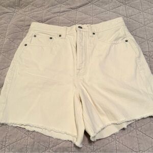 J. Crew Cream Jean Shorts High-Waisted Cut-Off